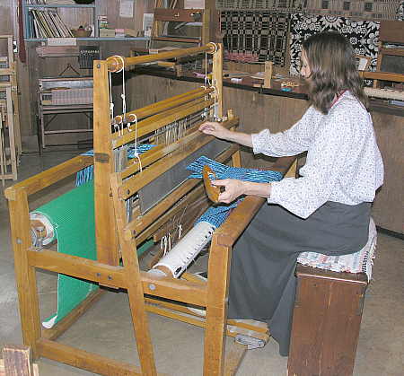 Weaving on loom at Ozark Folk Center