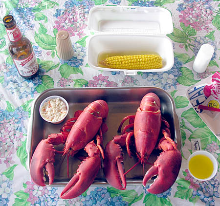 Twin lobster dinner, with all the fixings