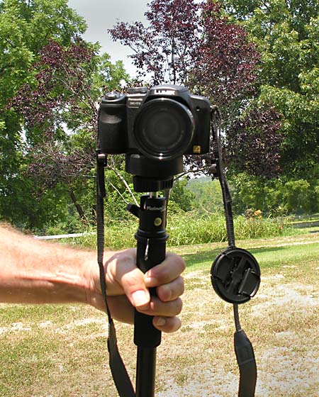 QuicKonnect mounted on a monopod