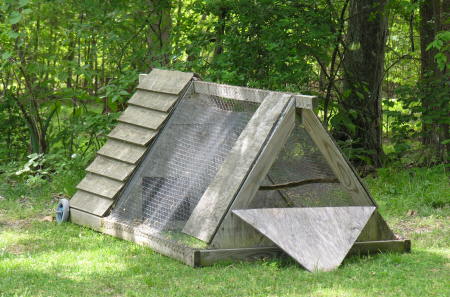 Chicken tractor from behind the milking barn