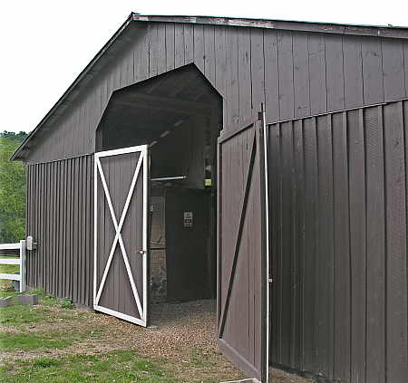 Hen house inside of existing equipment barn