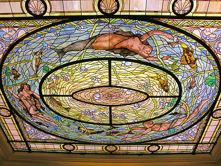 Stained glass ceiling at Fordyce bath house