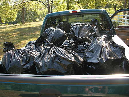 Loaded trash truck