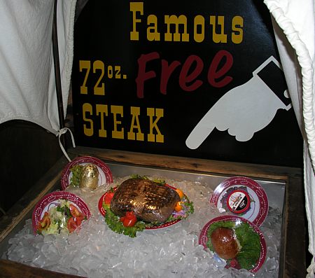Big display of free steak meal