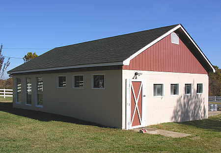 Rear of former dairy barn building