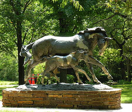 Mare and foal sculpture